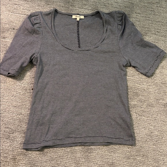 Madewell Tops - Madewell Navy & White Thin-Striped Scoop Neck Tee Nwot